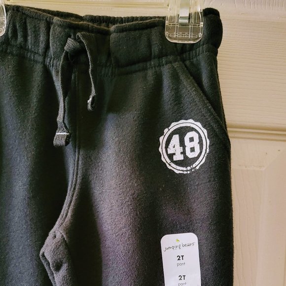 BNWT Dark Gray FLEECE PANTS w/POCKETS Sz 2T (drawstring & lightweight!) - Picture 3 of 8